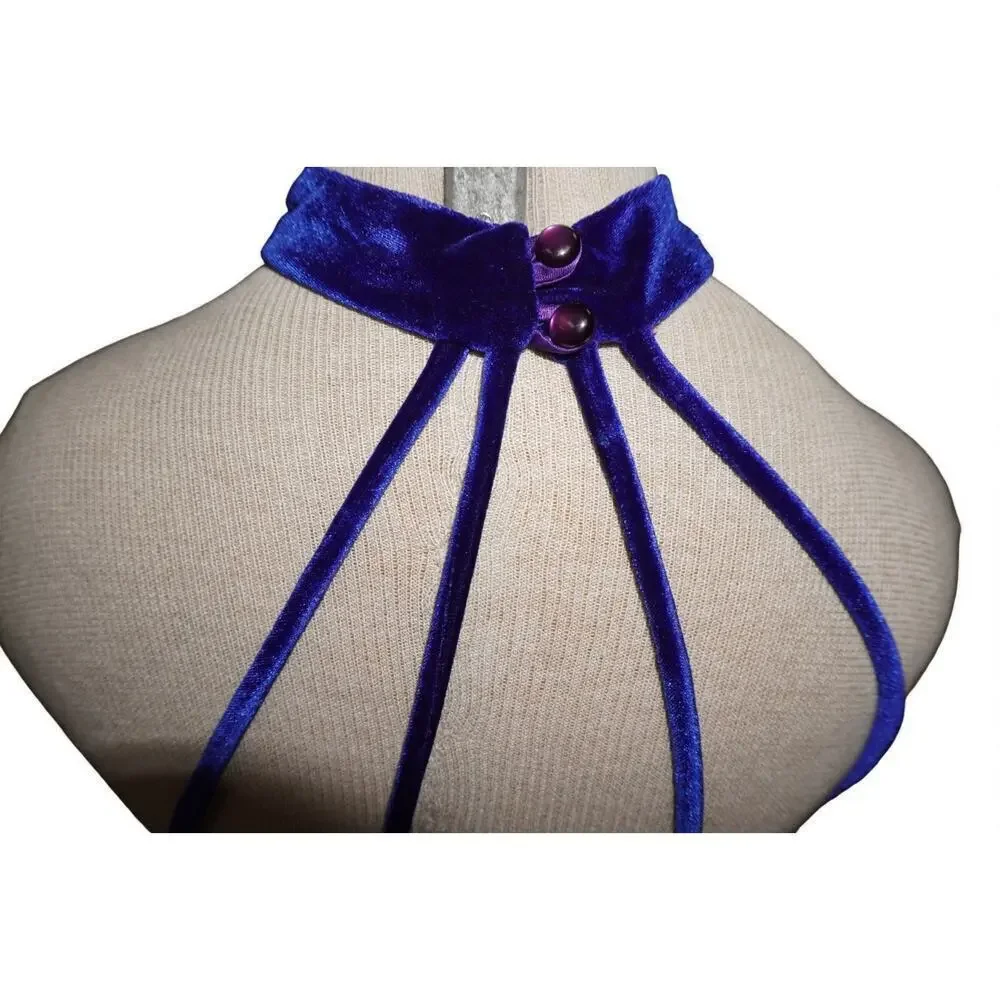 Kiki USA Royal Blue Velvet Halter Dress – Size 40 - Picture 7 of 16